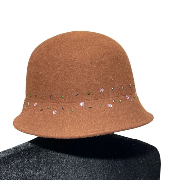 Brown Wool Hat Alessandra Bacci Firenze Made in Italy 100% wool - Picture 9 of 9